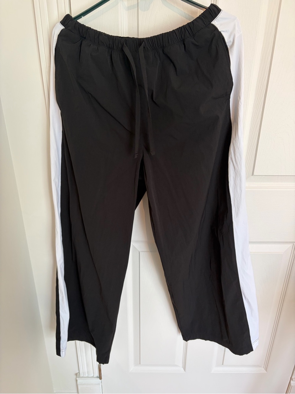 Old Navy Black Track Pants with White Side Stripes